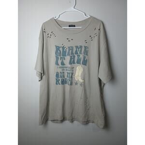 Zutter Blame it all on my roots Distressed Band T-Shirt Women's Medium/Large